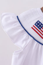 White flag smocked ruffle dress - ARIA KIDS