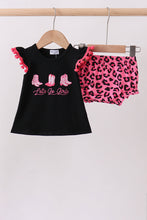 Black let's go girl boots leopard bloomer set - ARIA KIDS