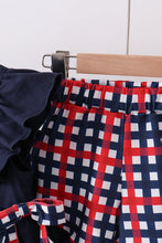 Navy flag applique gingham ruffle shorts set - ARIA KIDS