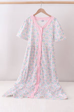 Pink hydrangea bow print tiered dress - ARIA KIDS