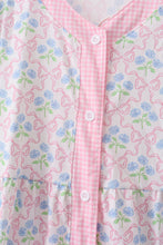 Pink hydrangea bow print tiered dress - ARIA KIDS