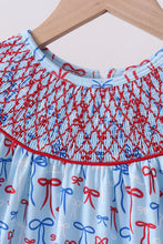 Blue bow smocked ruffle shorts set - ARIA KIDS