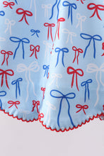 Blue bow smocked ruffle shorts set - ARIA KIDS