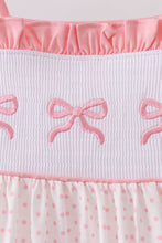 Pink bow smocked dot ruffle dress - ARIA KIDS