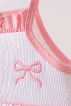 Pink bow smocked dot ruffle dress - ARIA KIDS