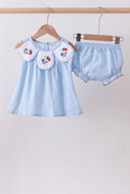 Blue jacquard embroidery bloomer set - ARIA KIDS