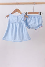 Blue jacquard embroidery bloomer set - ARIA KIDS