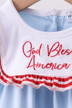 Blue god bless America flag french knot ruffle bubble - ARIA KIDS