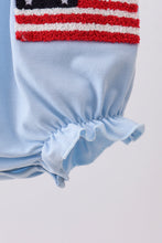 Blue god bless America flag french knot ruffle bubble - ARIA KIDS