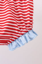 Blue god bless America flag french knot ruffle bloomer set - ARIA KIDS
