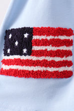 Blue god bless America flag french knot ruffle bloomer set - ARIA KIDS