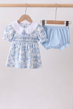 Blue rose smocked bloomer set - ARIA KIDS