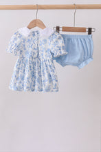 Blue rose smocked bloomer set - ARIA KIDS