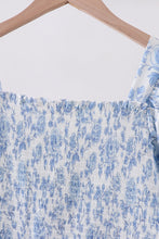 Blue rose smocked ruffle dress (length 41.33in) - ARIA KIDS
