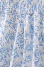 Blue rose smocked ruffle dress (length 41.33in) - ARIA KIDS