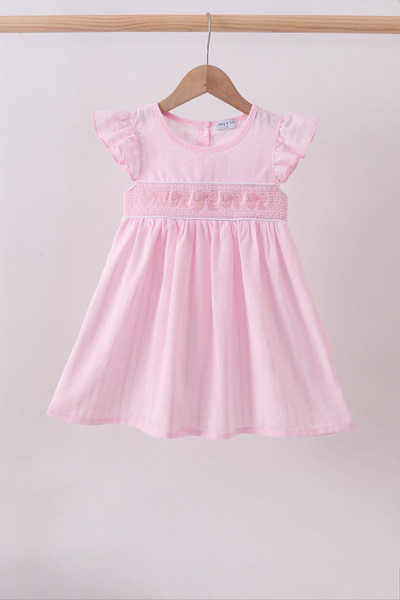 Pink bow smocked ruffle dress - ARIA KIDS