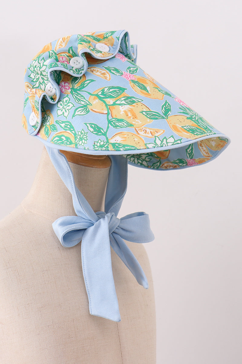 Green lemon print bow bonnet - ARIA KIDS