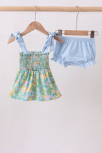 Green lemon smocked bow bloomer set - ARIA KIDS
