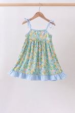 Green lemon smocked ruffle dress - ARIA KIDS