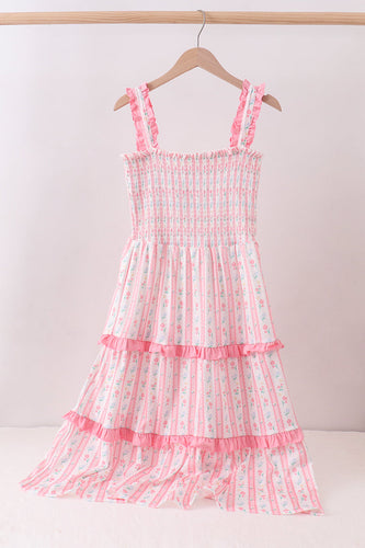 Blush floral smocked tiered dress - ARIA KIDS