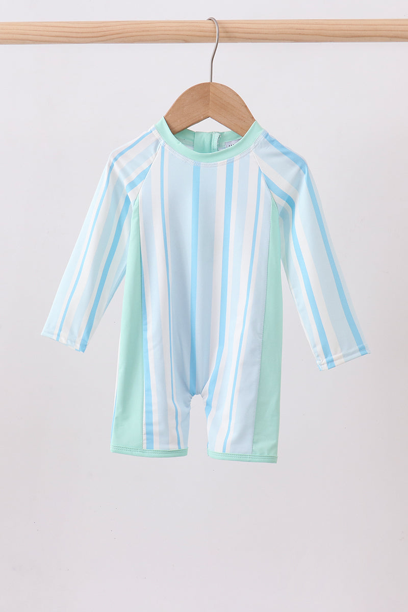 Blue stripe one-piece swimsuit - ARIA KIDS