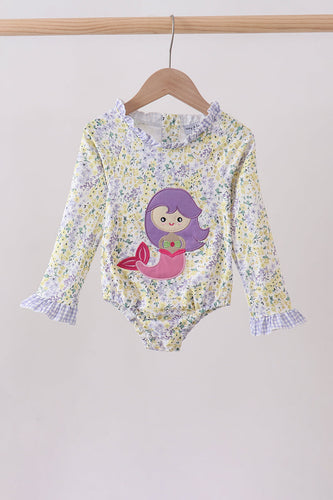 Floral mermaid applique rashguard - ARIA KIDS