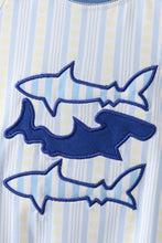 Blue shark applique stripe swimsuit - ARIA KIDS