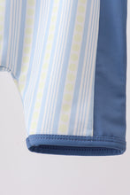 Blue shark applique stripe swimsuit - ARIA KIDS