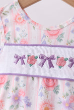 Purple rose bow smocked ruffle bloomer set - ARIA KIDS