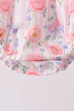 Purple rose bow smocked ruffle bubble - ARIA KIDS
