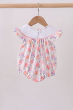 Purple rose bow smocked ruffle bubble - ARIA KIDS