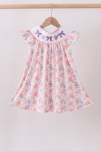 Purple rose bow smocked ruffle dress - ARIA KIDS
