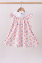Purple rose bow smocked ruffle dress - ARIA KIDS