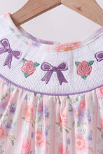 Purple rose bow smocked ruffle dress - ARIA KIDS
