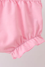 Pink floral bow smocked ruffle bloomer set - ARIA KIDS