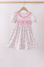 Pink floral bow smocked ruffle dress - ARIA KIDS