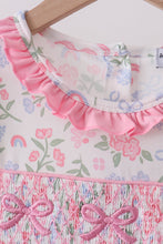 Pink floral bow smocked ruffle dress - ARIA KIDS