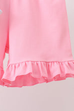 Pink floral bow smocked ruffle shorts set - ARIA KIDS