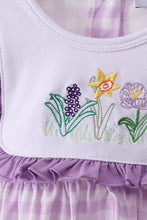 Purple floral embroidery gingham bloomer set - ARIA KIDS
