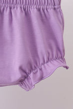 Purple floral embroidery gingham bloomer set - ARIA KIDS