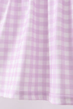 Purple floral embroidery gingham ruffle shorts set - ARIA KIDS