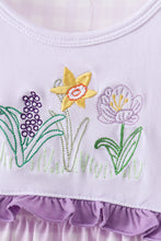 Purple floral embroidery gingham ruffle dress - ARIA KIDS