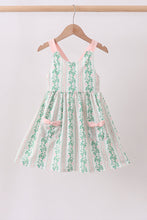 Green floral stripe pocket dress - ARIA KIDS