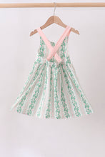 Green floral stripe pocket dress - ARIA KIDS