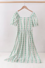 Green floral stripe dress (length 41.33in) - ARIA KIDS