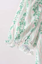 Green floral stripe dress (length 41.33in) - ARIA KIDS