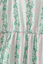 Green floral stripe dress (length 41.33in) - ARIA KIDS