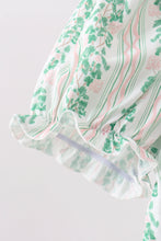 Green floral stripe dress (length 41.33in) - ARIA KIDS