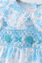 Blue rose smocked bubble - ARIA KIDS
