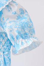 Blue rose smocked bubble - ARIA KIDS